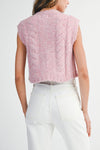 Kenna Rose Button Knit Vest in Pink