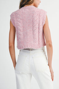 Kenna Rose Button Knit Vest in Pink