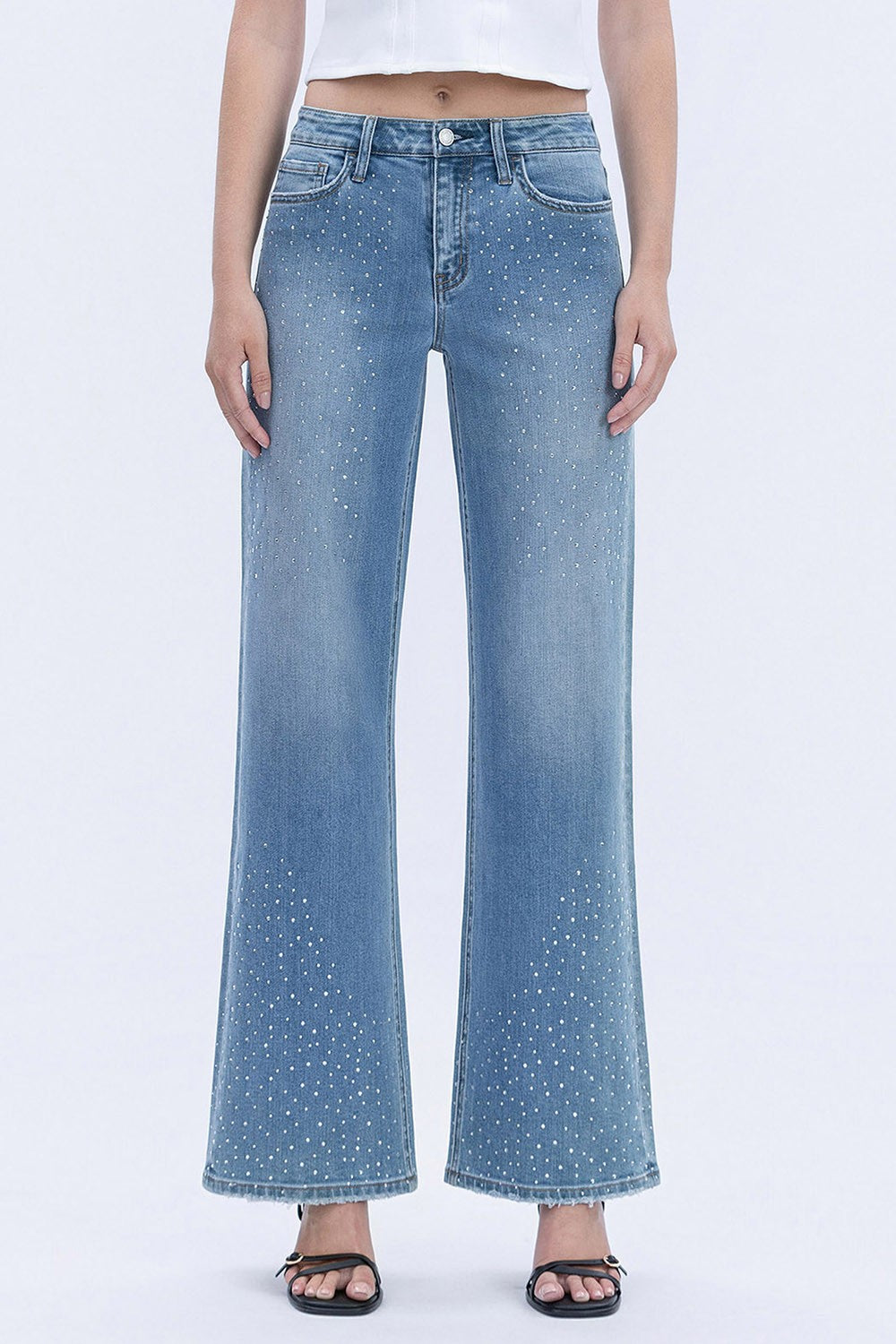 Hampton Rhinestone Embellished Wide Jeans