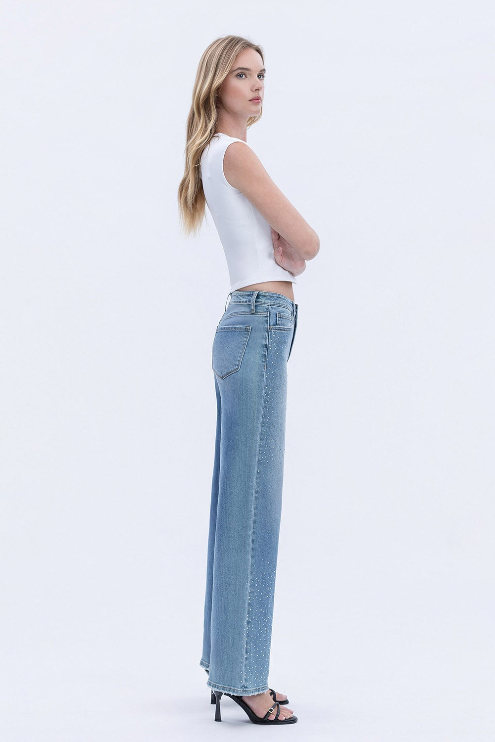 Hampton Rhinestone Embellished Wide Jeans