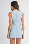 Andrea Tweed Jewel Button Top & Mini Skirt Set