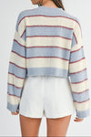 Lily Fuzzy Stripe Knit Crop Sweater