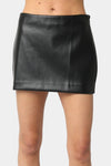 Syla Vegan Leather Mini Skirt in Black