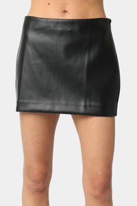 Syla Vegan Leather Mini Skirt in Black