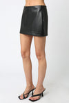Syla Vegan Leather Mini Skirt in Black