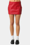 Syla Vegan Leather Mini Skirt in Red