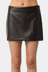 Syla Vegan Leather Mini Skirt in Dark Brown