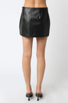 Syla Vegan Leather Mini Skirt in Black