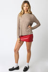 Syla Vegan Leather Mini Skirt in Red