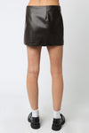 Syla Vegan Leather Mini Skirt in Dark Brown