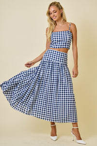 Emma Gingham Crop Top & Midi Skirt Set