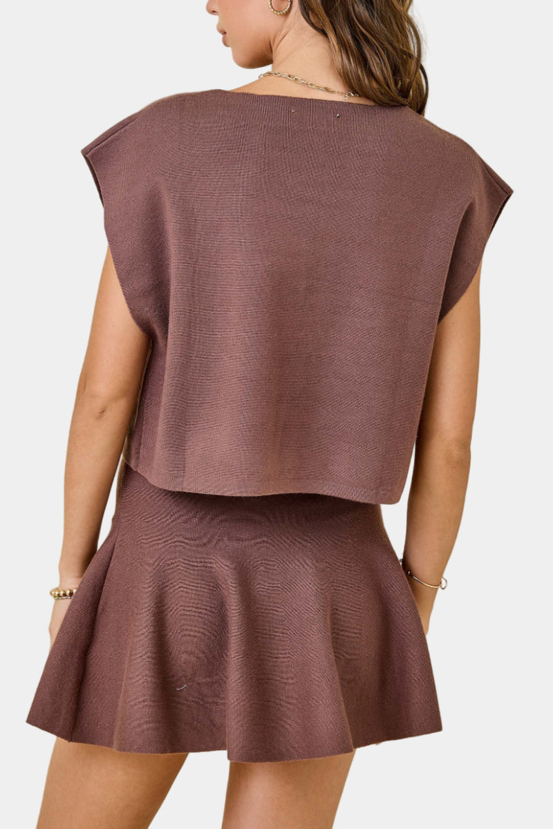 Jonni Knit Top & Flared Mini Skirt Set
