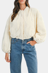Blake Beaded Velvet Bomber Jacket