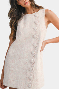 Wynter Scallop Button Tweed Mini Dress
