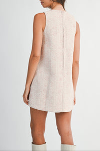Wynter Scallop Button Tweed Mini Dress