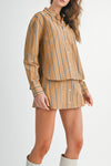 Eileen Striped Long Sleeve Shirt & Skort Set