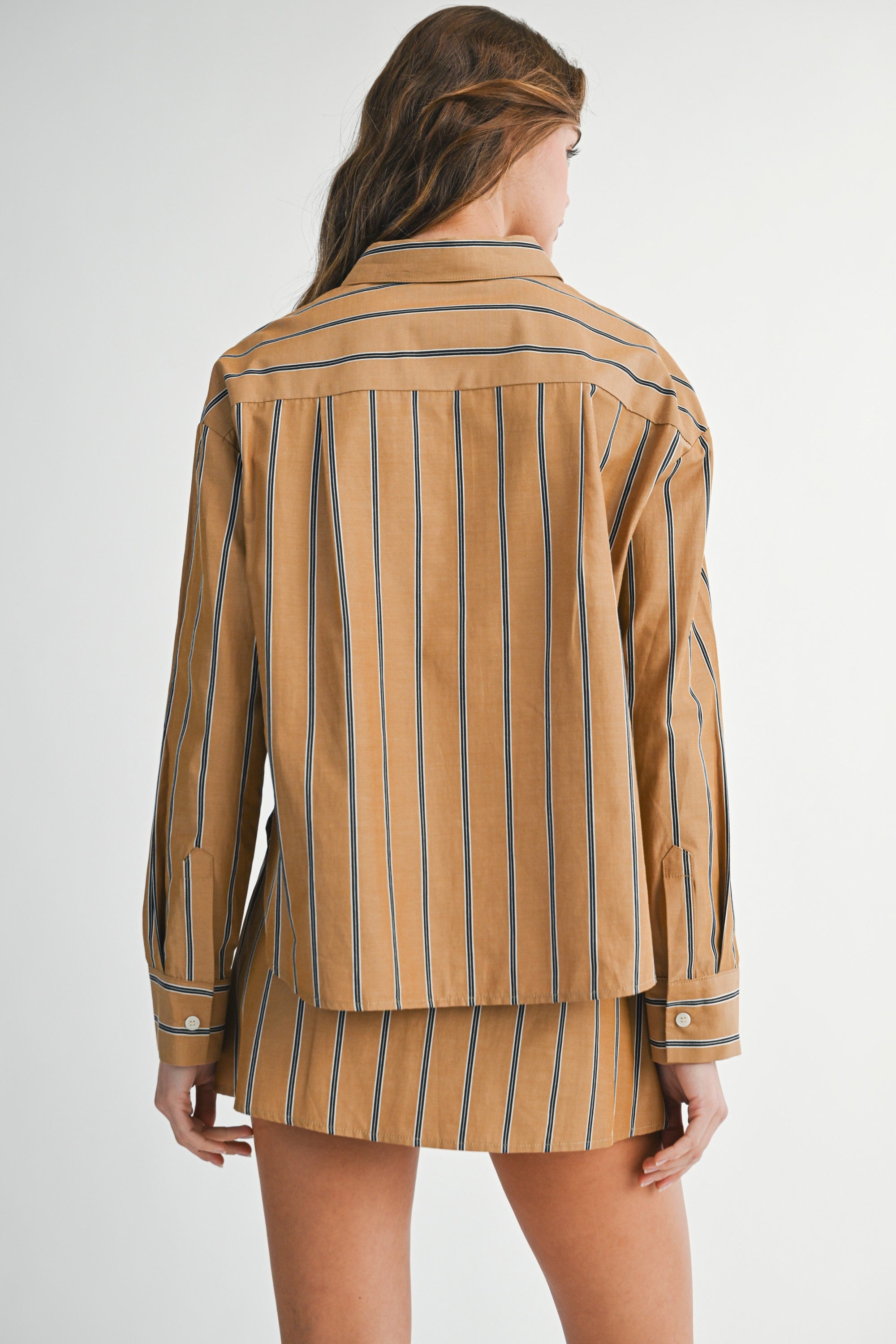 Eileen Striped Long Sleeve Shirt & Skort Set