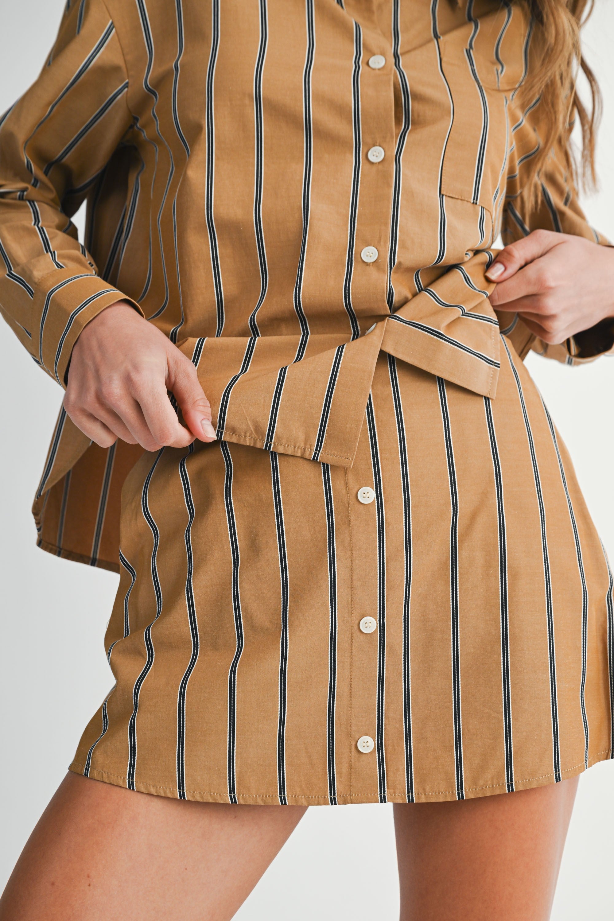 Eileen Striped Long Sleeve Shirt & Skort Set