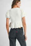 Dawn Peplum Knit Bow Top