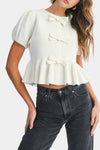 Dawn Peplum Knit Bow Top