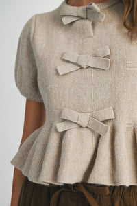 Amery Peplum Knit Bow Top