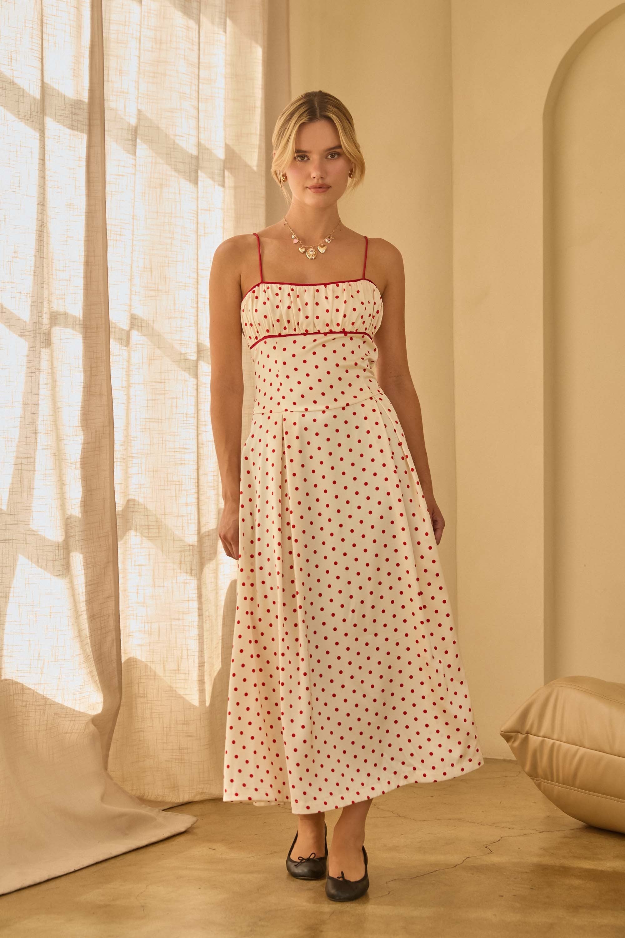 Jacey Polka Dot Midi Dress