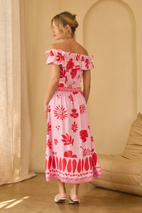 Kamren Printed Strapless Ruffle Top