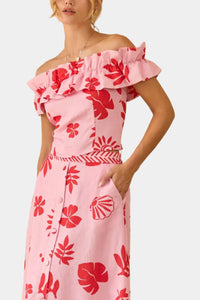 Kamren Printed Strapless Ruffle Top