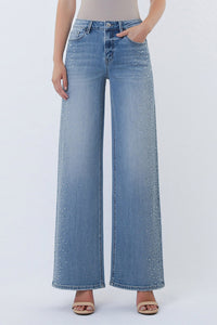 Intrigue High Rise Embellished Wide Jeans