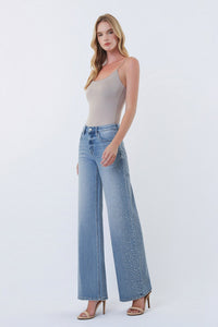 Intrigue High Rise Embellished Wide Jeans