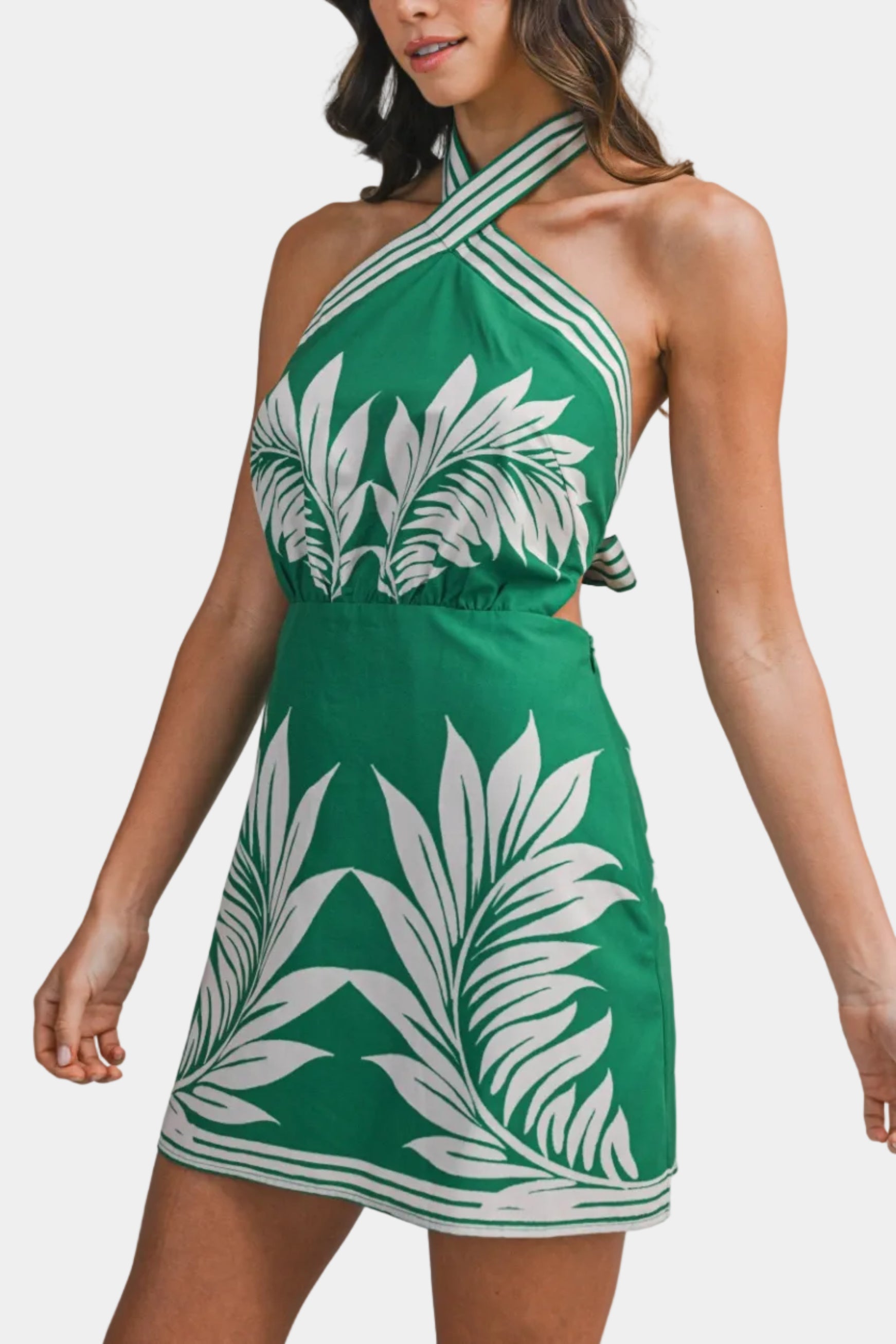 Posie Printed Halterneck Mini Dress