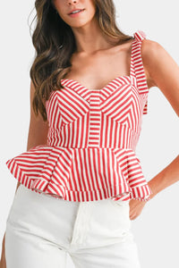 Noelle Pin Stripe Peplum Top