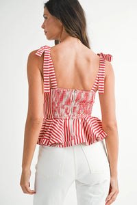 Noelle Pin Stripe Peplum Top