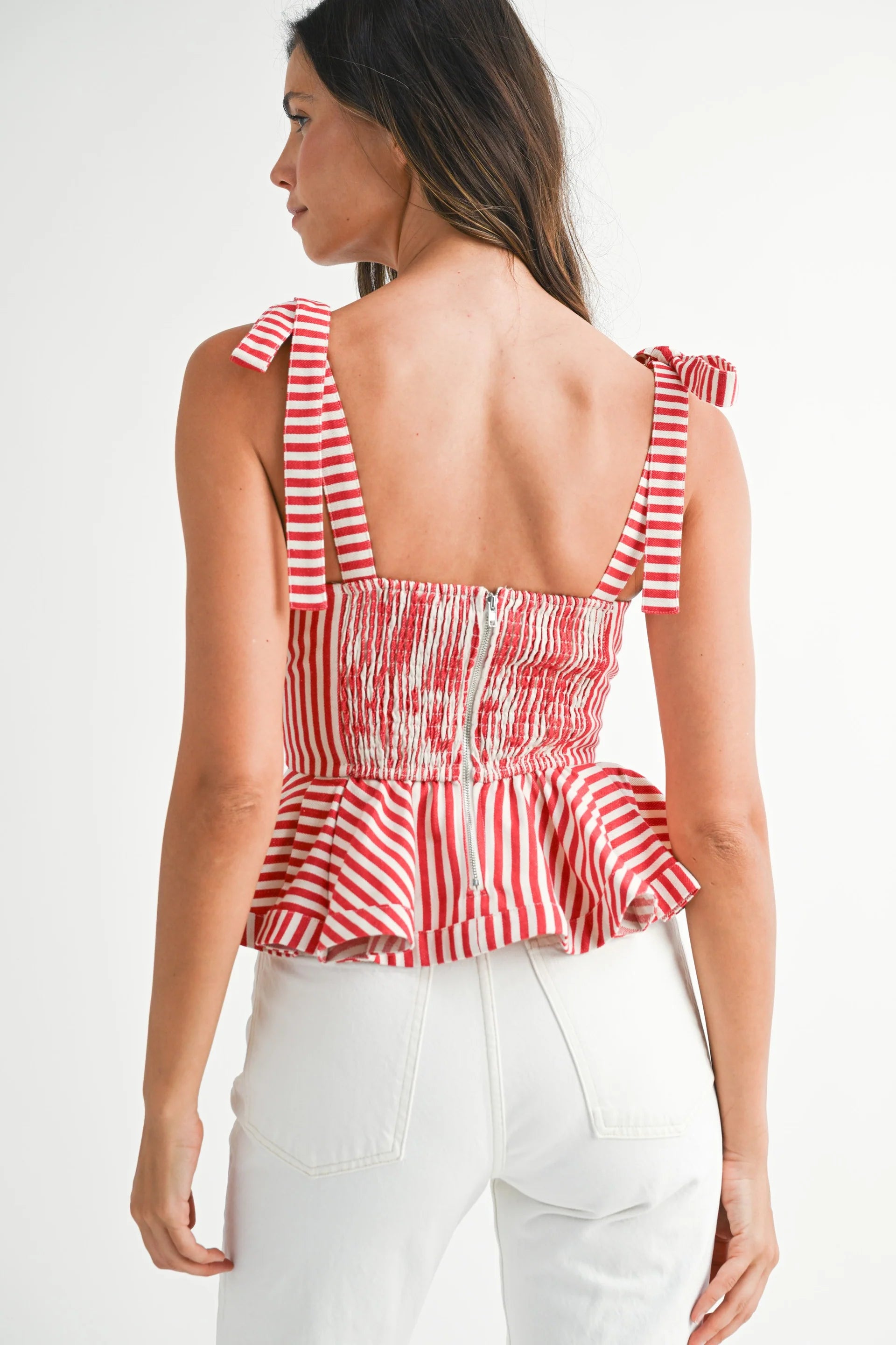Noelle Pin Stripe Peplum Top