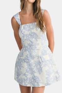 Jacquard Floral Print Romper Dress