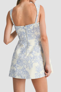 Jacquard Floral Print Romper Dress
