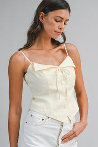 Nala Linen Tank Top in Butter Yellow