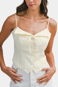Nala Linen Tank Top in Butter Yellow