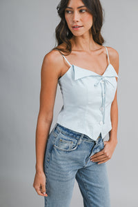 Nala Linen Tank Top in Light Blue