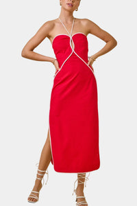 Maddie Halter Midi Dress in Red