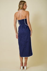 Maddie Halter Midi Dress in Navy