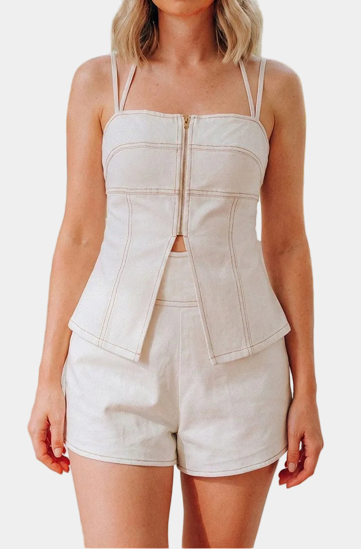 Averie Front Zip Top & Shorts Set