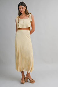 Poppy Pleated Knit Top & Midi Skirt Set