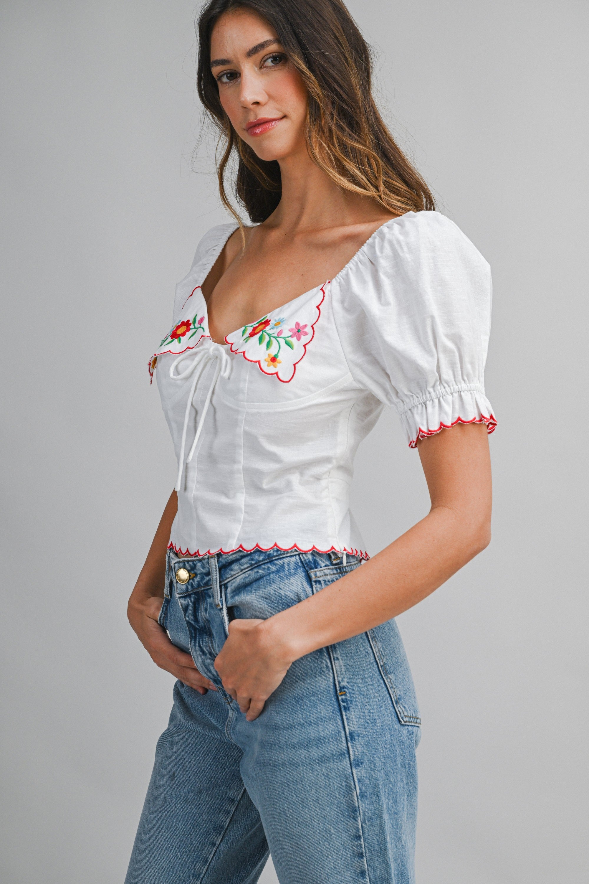 Piper Embroidery Short Sleeve Top