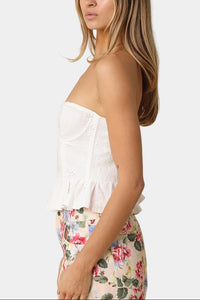 Brooklyn Eyelet Peplum Top in White