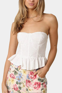 Brooklyn Eyelet Peplum Top in White