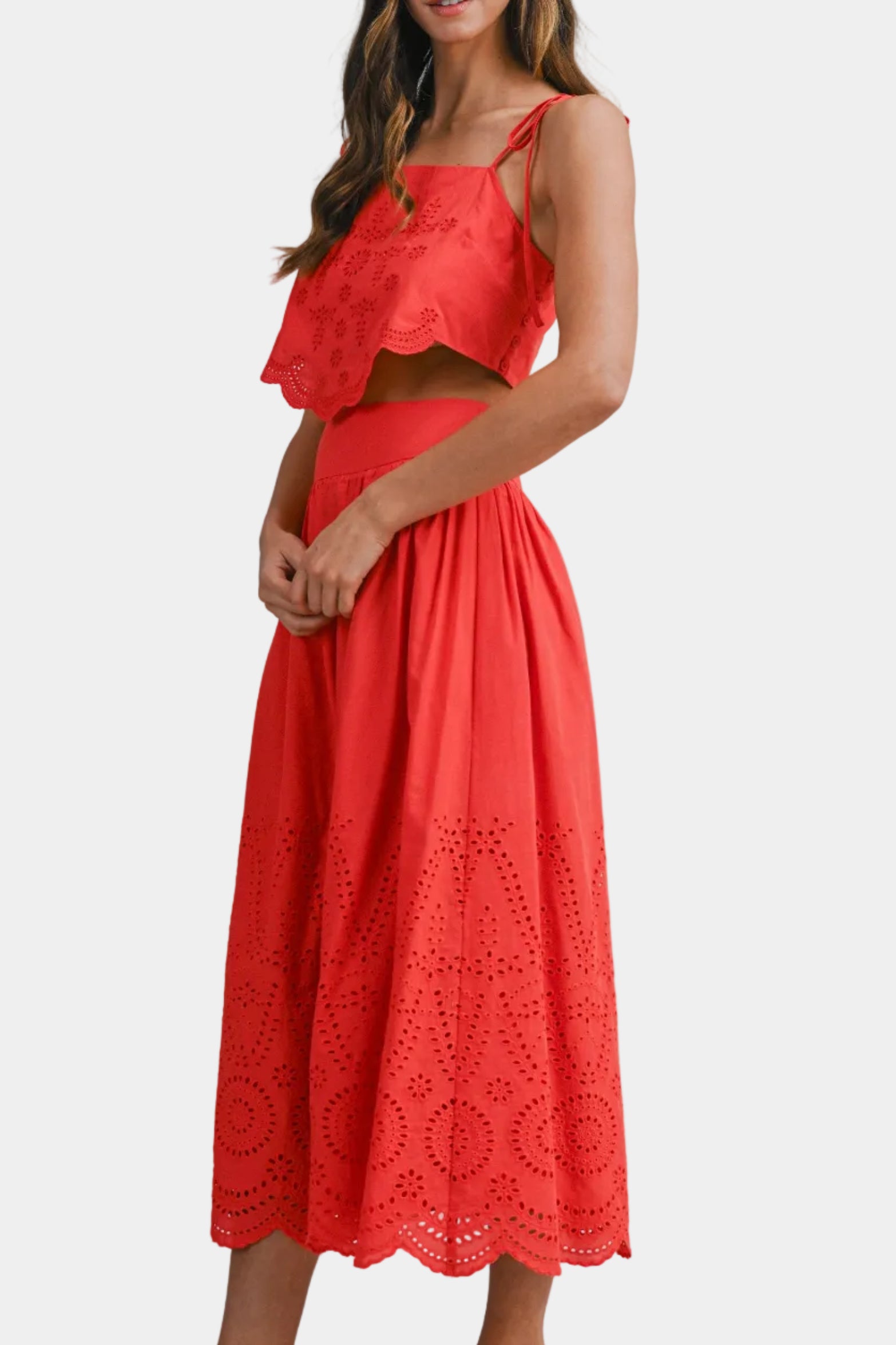 Bailey Embroidered Top & Midi Skirt Set
