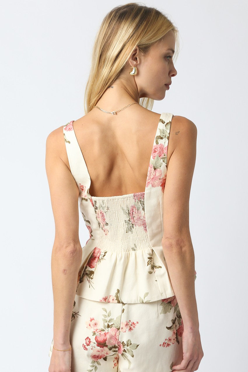 Julia Floral Peplum Top & Shorts Set