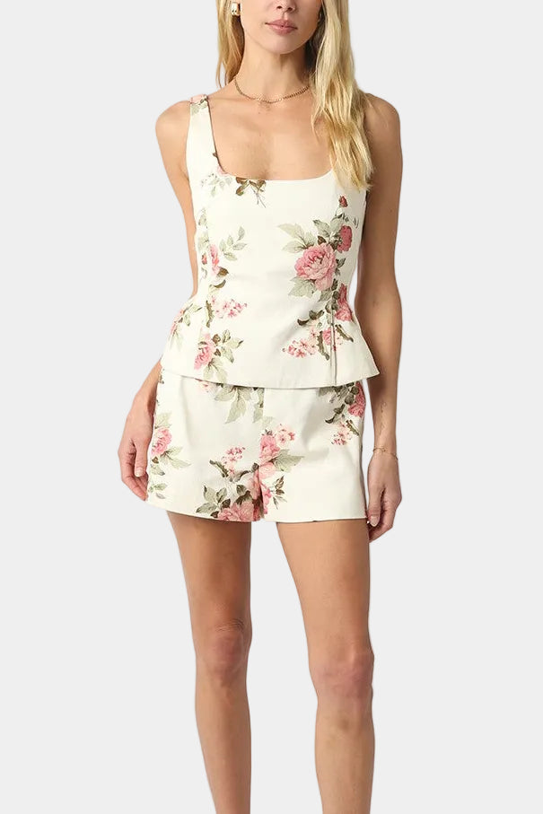 Julia Floral Peplum Top & Shorts Set