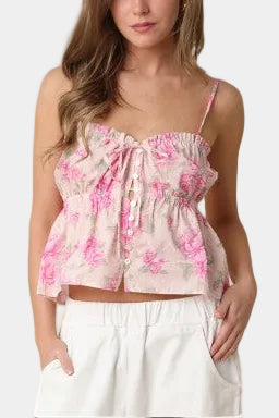 Tiffany Floral Tie-Front Top